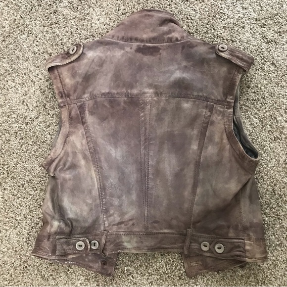 Muubaa Distressed Cropped Leather Jacket with Removable Sleeves - Picture 4 of 8